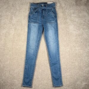 NWT American Eagle Women's Size 4 Long High Rise Jegging Belted Blue Jeans